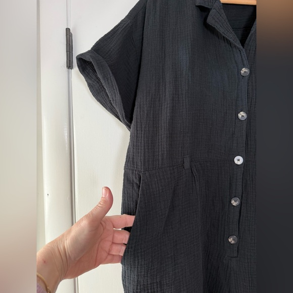 Madewell Lightspun Safari Romper Cotton Gauze Sold Black Short Sleeve Size Large - Picture 6 of 8